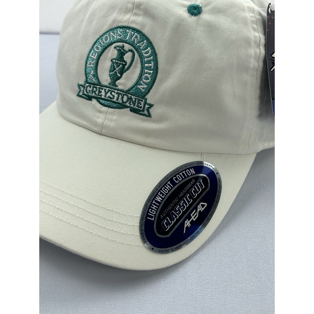 Regions Tradition Greystone Golf AHEAD Hat Cap White Green NWT Adjustable PGA
